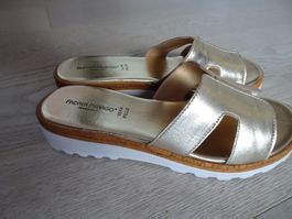 Mules Pantoletten gold, echte Leder, neu Gr. 41