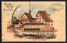 Litho Zürich, Partie mit Stocherkahn au