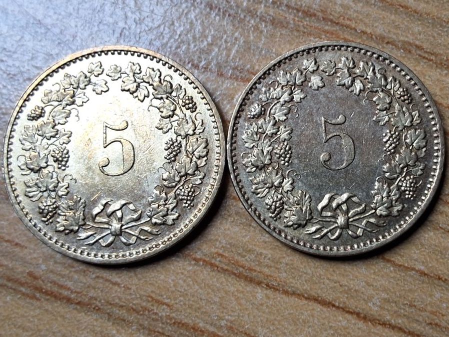 Tutti le monete: 5 Rappen 1982/2004 - Lot 7 Stück! – Usato da Münchenstein venduto da purbach1 3