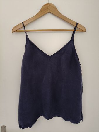 Top en velours bleu foncé, taille M