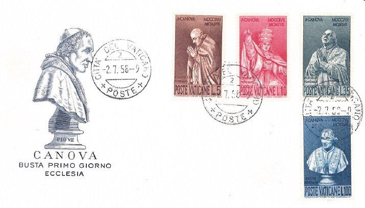 Tutti i francobolli: Vatikan 2 x FDC 1958 – Usato da Bellach venduto da qsearch