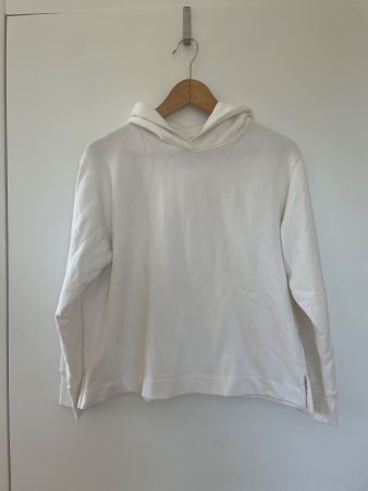 Bequemer Muji Hoodie / Kapuzenpullover in Weiss, Gr. M