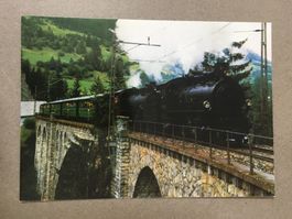 AK Bahn Dampfextrazug der Rhätischen Bahn Viadukt Solis
