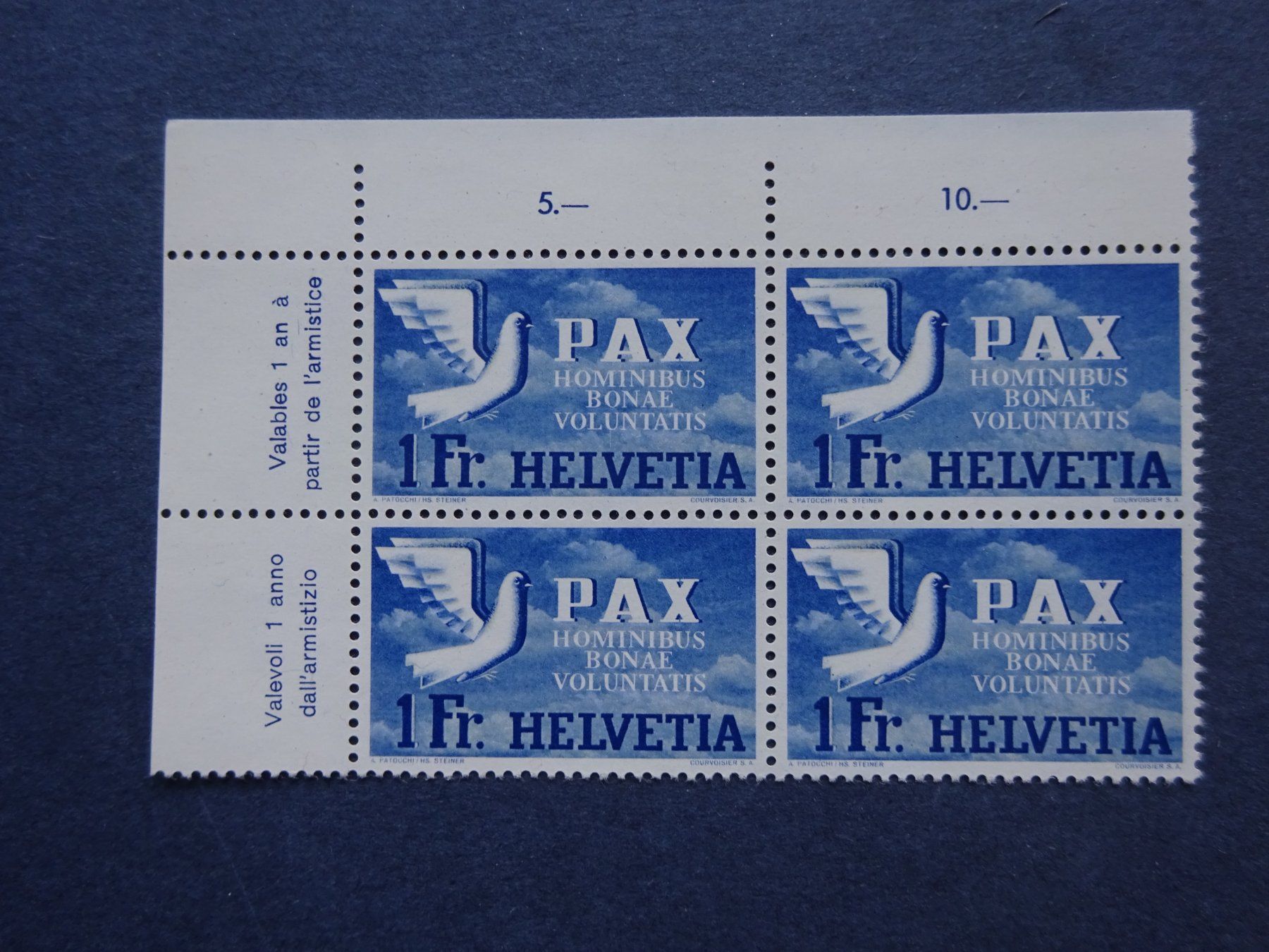 Tutti i francobolli: 1945 PAX Z-Nr. 270 4er Block postfrisch** – Usato da Appenzell-Steinegg venduto da adi1975 1