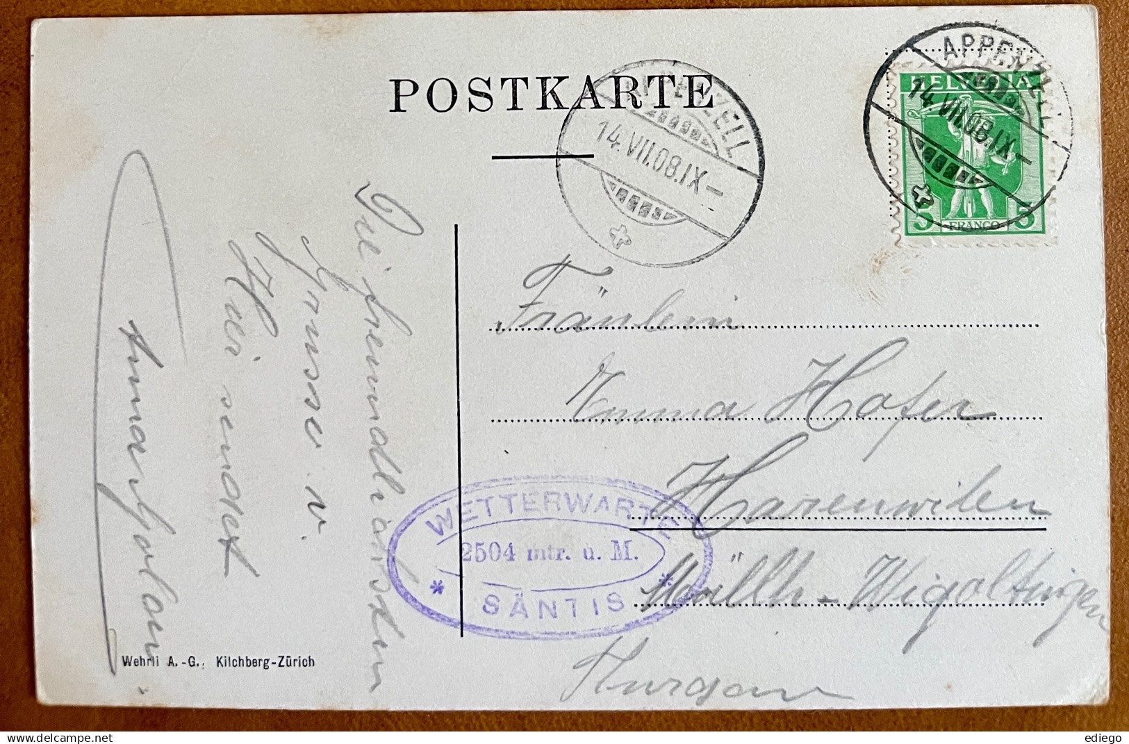 Cartoline postali: Säntis - Observatorium 1908 Animée – Usato da Lutry venduto da Ediego 2