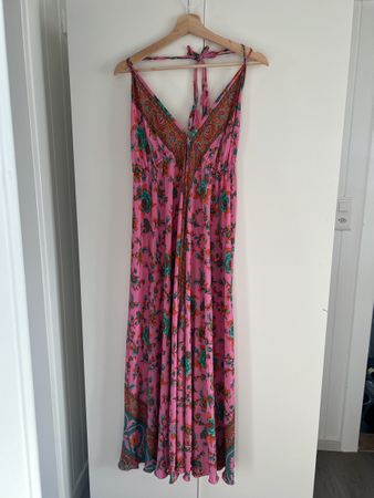 Leichtes Sommerkleid rosa Blumenmuster, 100% Seide, Gr. M