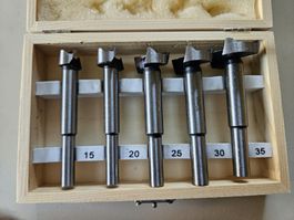 Forstnerbohrer Set 5-teilig, Holzbox, Werkzeug, Heimwerken!