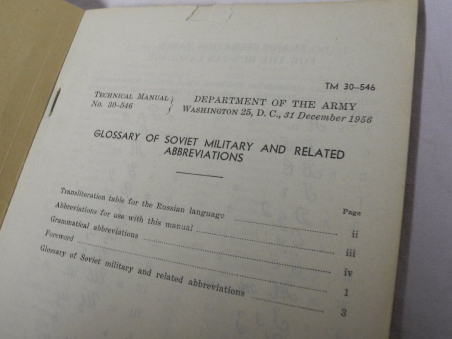 Libri: TM 30-546 ARMY TECHNICAL MANUEL U.S. ARMY SOVIET GLOSSARY (B – Usato da Gurtnellen venduto da Murmeli99 1