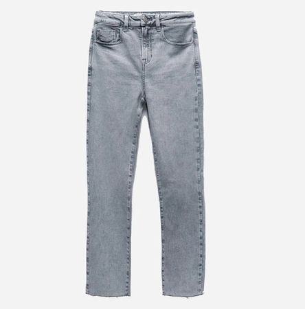 Zara High Waist 7/8 Jeans grau
