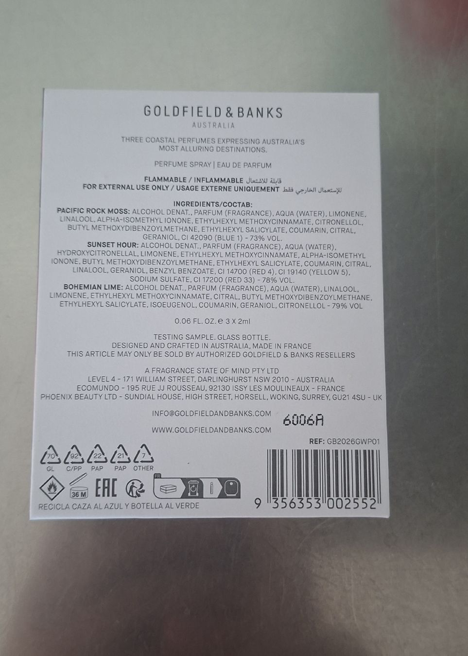 Profumi & Eau de Toilette: Goldfield & Banks 3 x 2ml Samples Summer Collection – Nuovo (secondo la descrizione) da Altdorf UR venduto da cguro 2