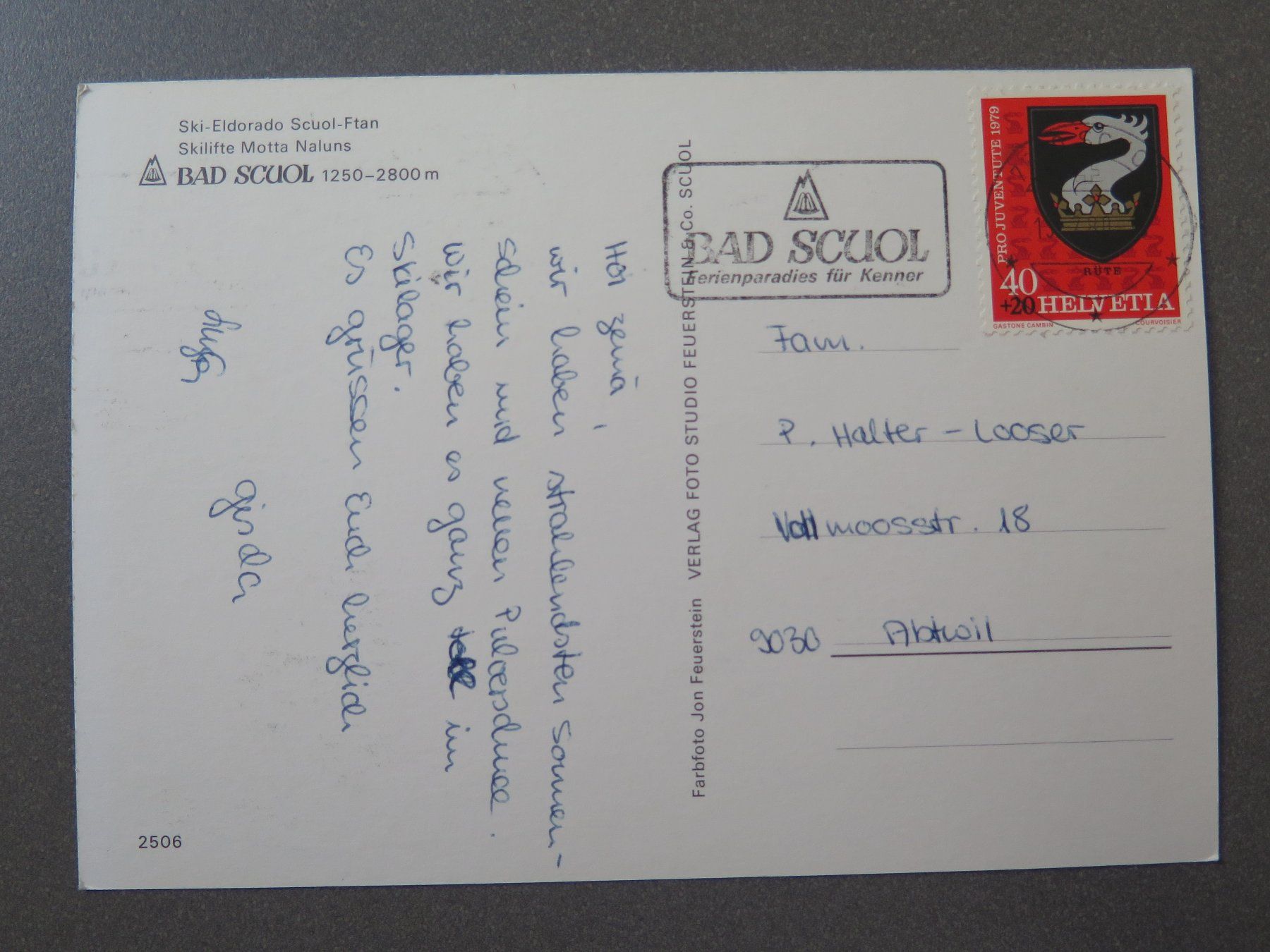 Cartoline postali: SCHULS-SCUOL - SKILIFTE MOTTA NALUNS – Usato da Wittenbach venduto da lipasal 1