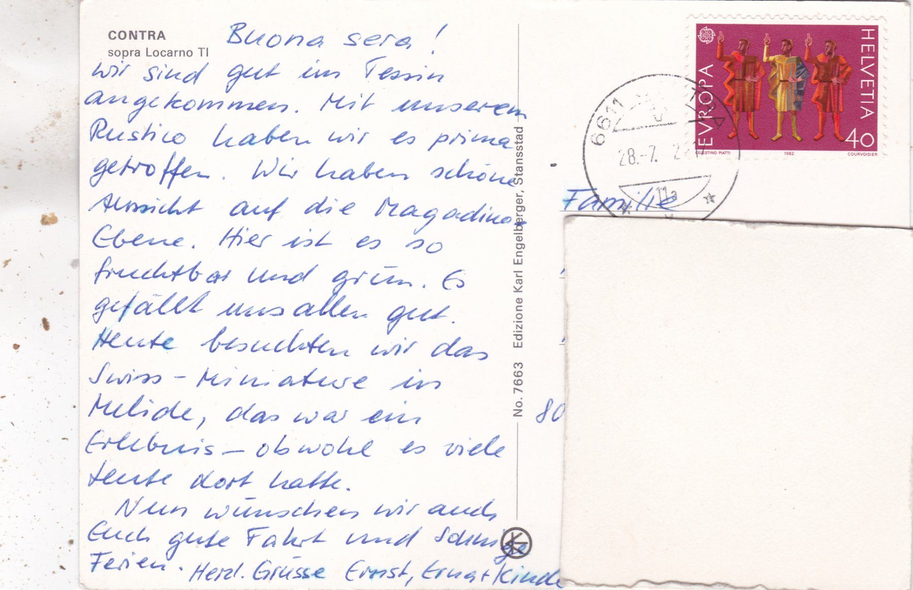 Cartoline postali: Contra sopra Locarno 1982 – Usato da Herisau venduto da Lisegrat2008 1