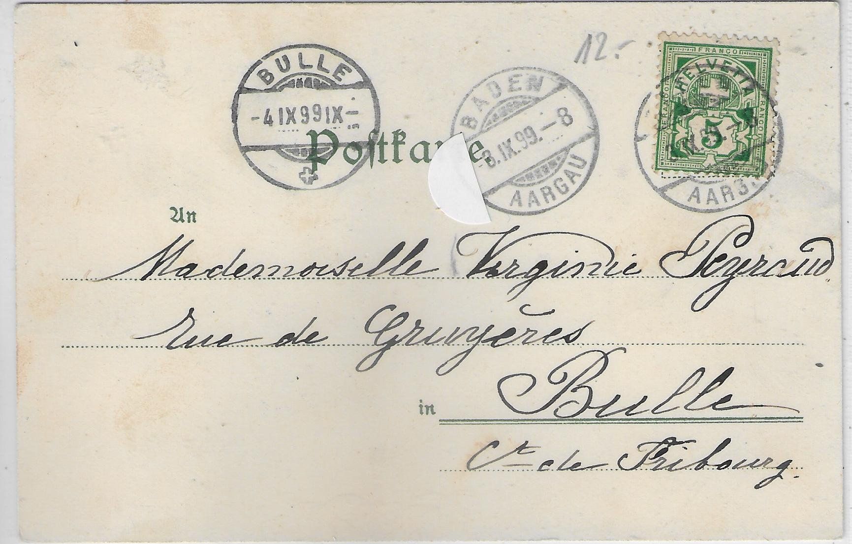 Ansichtskarten: Modisches Mädchen mit Stab - Litho 1899 – Gebraucht aus Ettingen von Kartenplanet 1