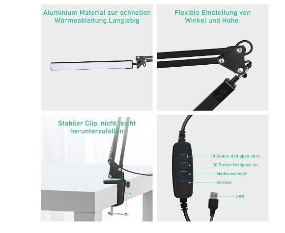 Lampade: Schreibtischlampe Augenschutz Klemmfuß – Nuovo (secondo la descrizione) da Thun venduto da onlino 2