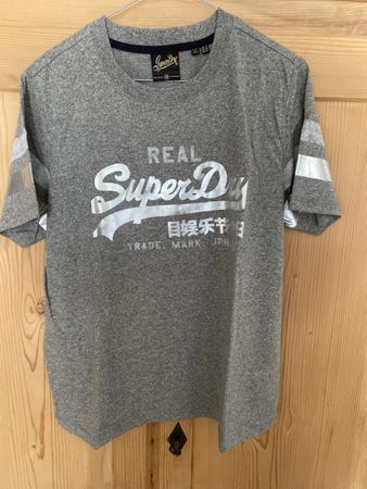 Superdry T-Shirt Grau Grösse 10/38 mit Aufdruck Damen
