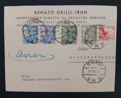 SPANIEN, Zensuriertes Flugbrief nach Oberentfelden (CH) 1943