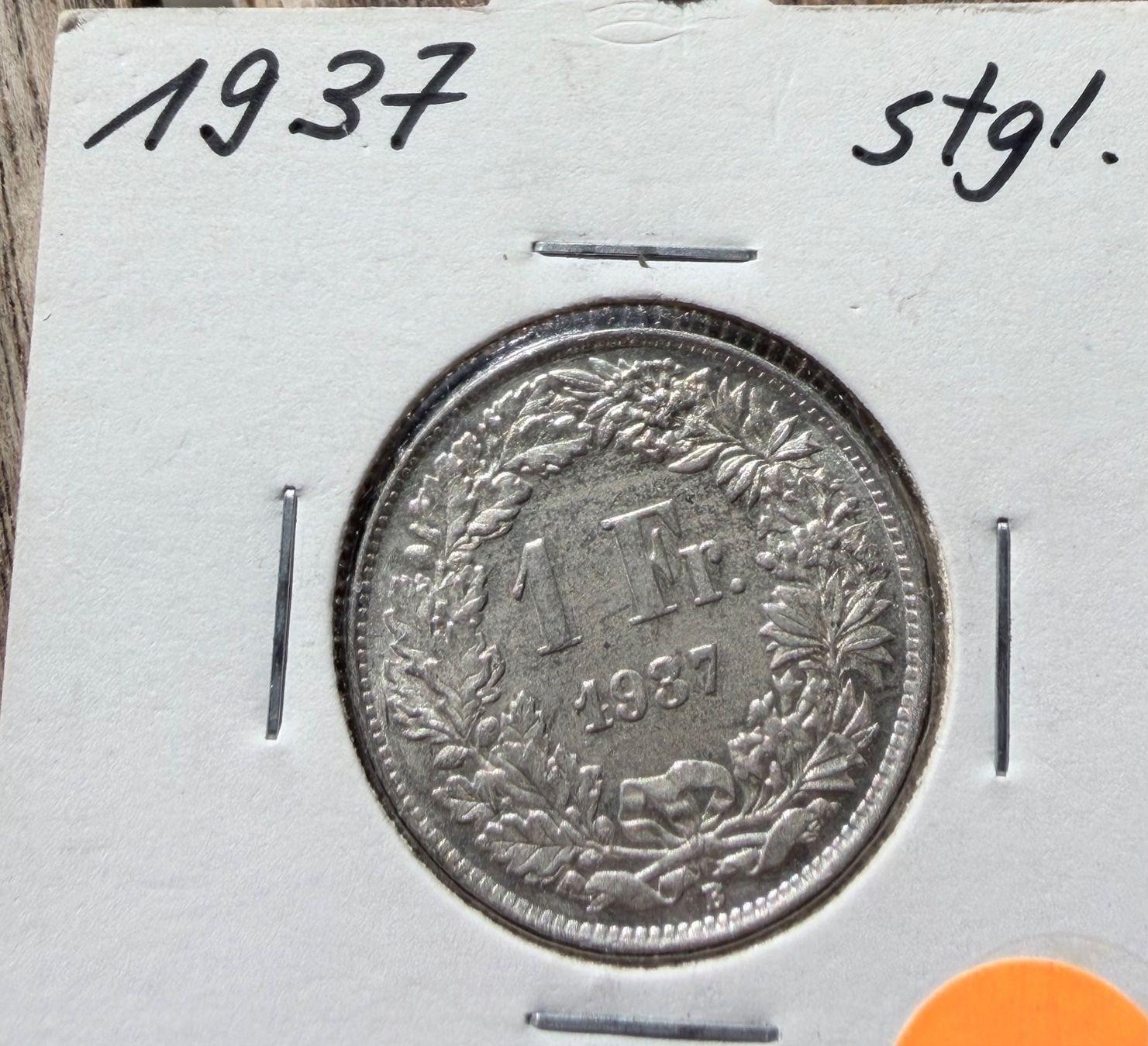 Alle Münzen: 1 Franken  1937 Stgl. – Gebraucht aus Zäziwil von Emlea