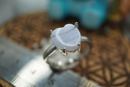 Chalcedon Herz ring Grösse  Variabel     (Räumung!)