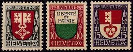 1919, Pro Juventute "Wappen" Nr. J12-14, Serie postfrisch**