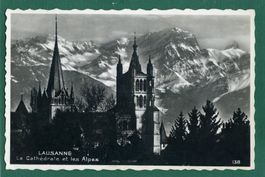 Lausanne, la cathédrale et les Alpes, 1945, ungelaufen