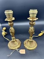 Elegant Vintage Brass Lamps with Cream Fabric Shades