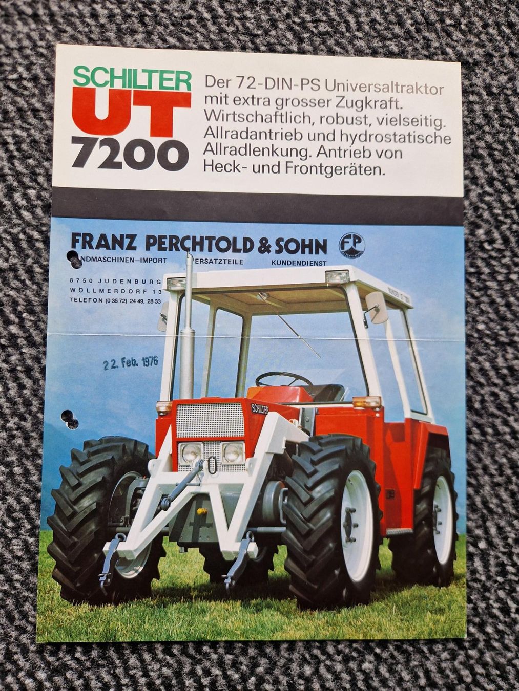 Schilter Trattori: Original Prospekt Schilter UT7200 Traktor – Usato da Dürnten venduto da Bachtel84