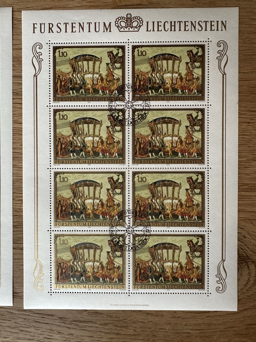 Tutti i francobolli: Liechtenstein - 1978 3x Kleinbogen ZNr 655-657 mit ET Stempe – Usato da Schmitten / FR venduto da Samsara169 3
