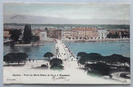 Genève - Pont du Mt-Blanc et Ile J.J. Rousseau