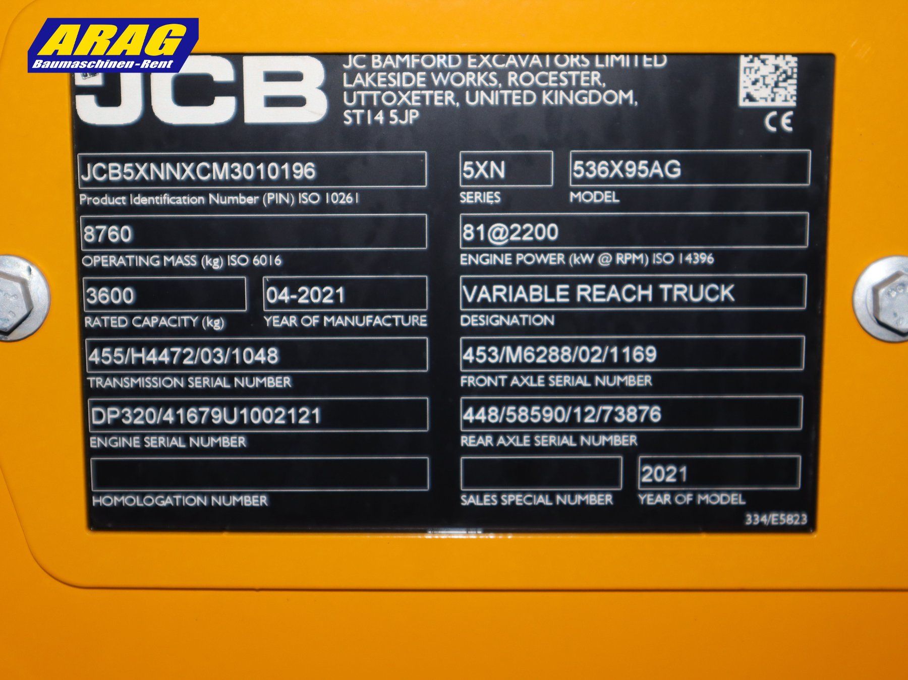 Jcb Caricatori: JCB 536-95 Teleskoplader – Usato da Hasle LU venduto da Arag08 9