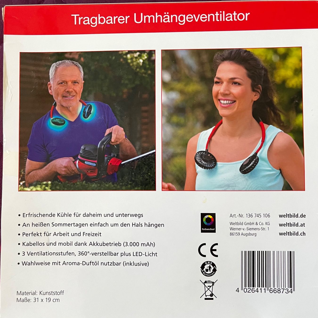 Ventilatoren: Tragbarer Umhängeventilator – Neu und originalverpackt aus Riehen von Zafira27 1