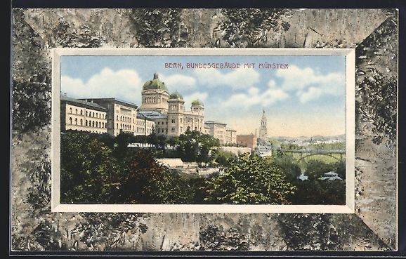 Cartoline postali: Bern, Bundesgebäude mit Münster, Passe – Usato da Berlin venduto da bartko-reher