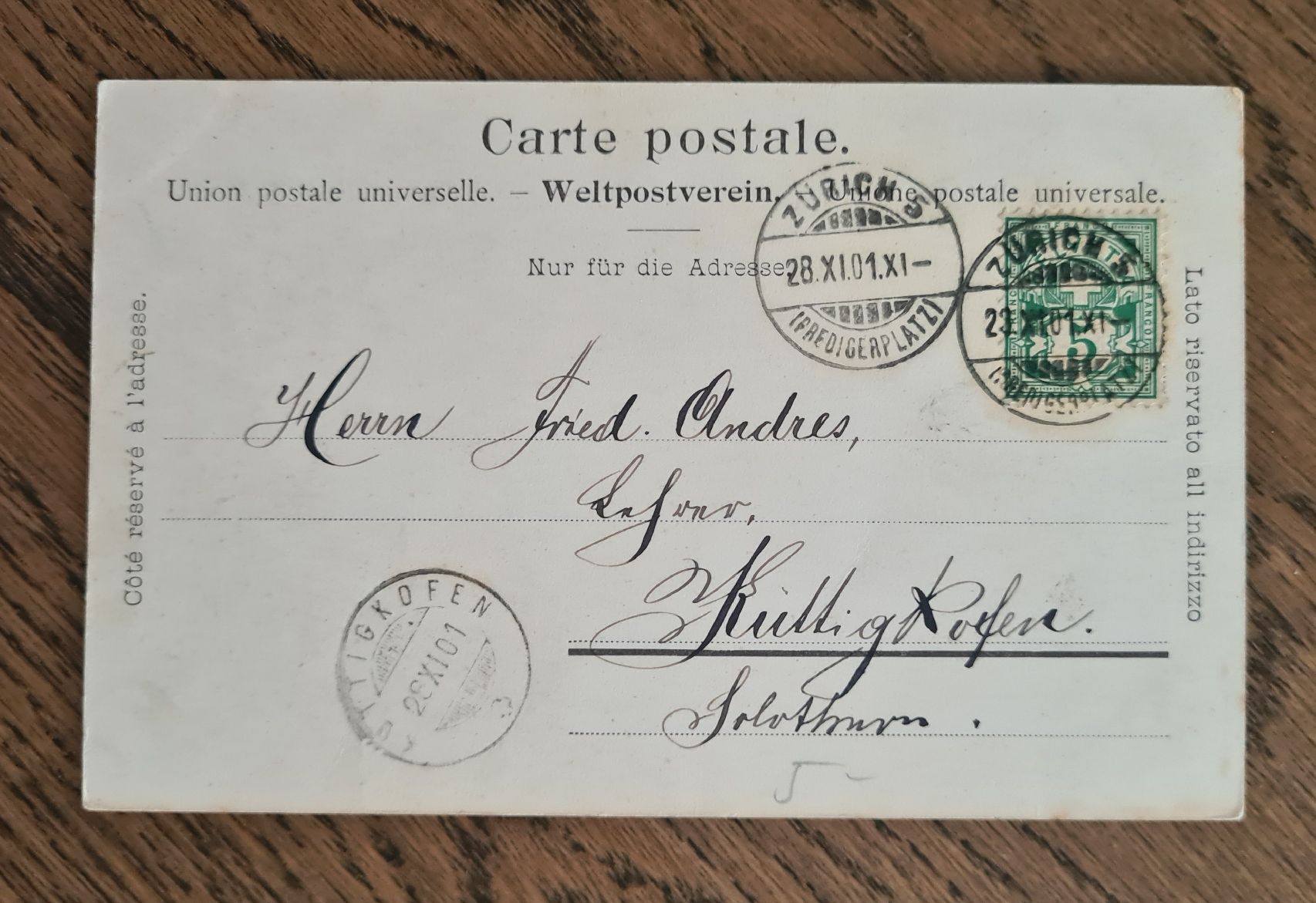 Cartoline postali: Polytechnikum Zürich (ETH) 1901 – Usato da Ebikon venduto da Donar50 2
