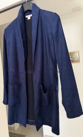 Alba Moda Kurzmantel in Wildlederlook Blau Grösse 34/neu
