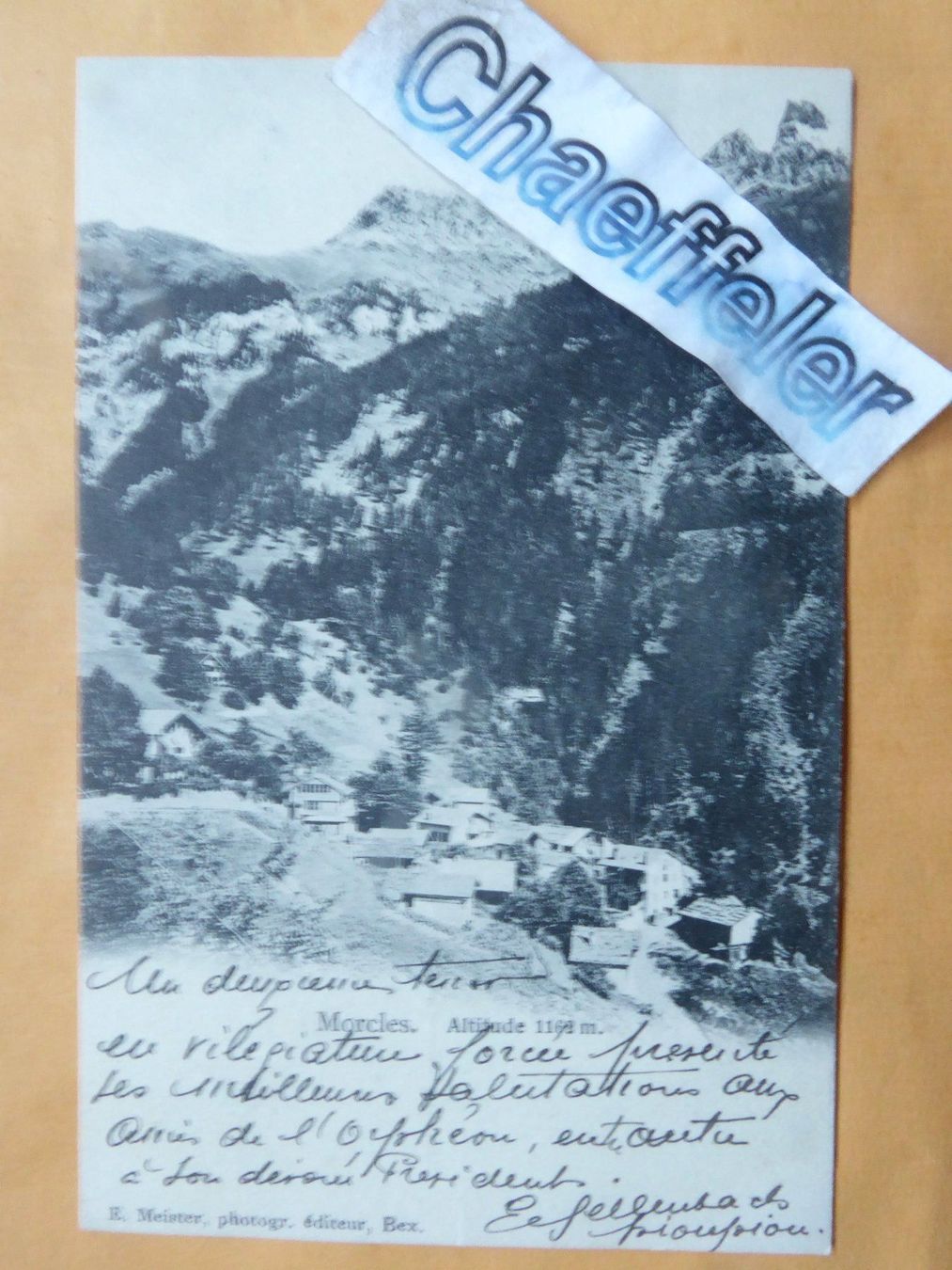 Ansichtskarten: 1905  Morcles, Altitude 1162 m. – Gebraucht aus Zürich von Chaeffeler