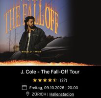2 Tickets J. Cole The Fall-Off Tour Sektor E1 neu