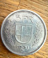 Schweizer 5 Franken Münze 1931 B (Silber-Fünfliber)