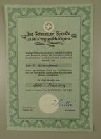 CH SPENDE AN DIE KRIEGSGESCHÄDIGTEN, SIGNATUR ALTBUNDESRAT