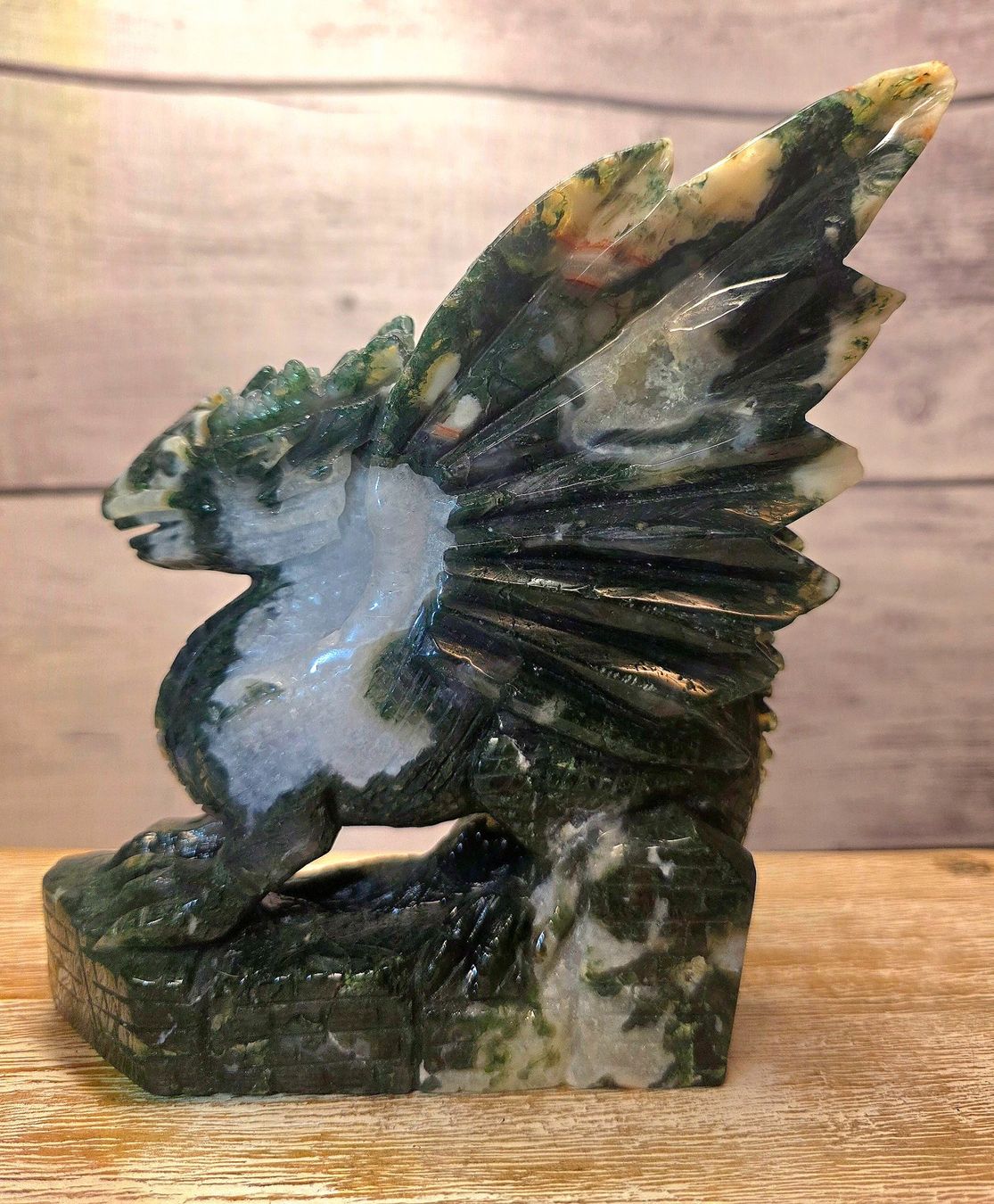 Minerali & Pietre curative: Majestätischer Moosachat Drache 970g – Nuovo e nell'imballaggio originale da Matzingen venduto da Shay_Crystalz 3