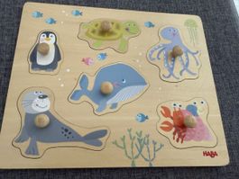 Haba Holzpuzzle Meerestiere, super Zustand, tolles Lernspiel