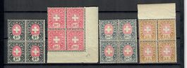 1881: Telegraphenmarken Nr. 13+14+16+18 / 4er Böcke **