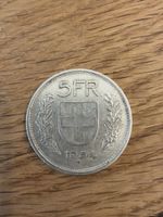 Schweizer 5 Franken Münze 1954 B Silber guter Zustand