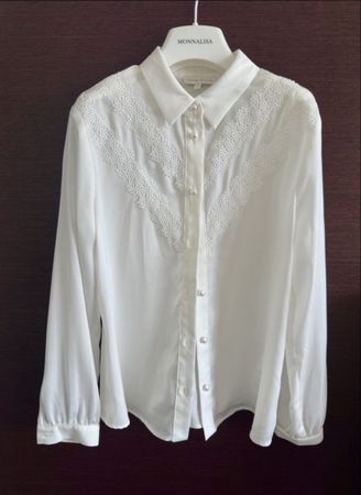 Elegante Mädchen Bluse Grösse 140, weiss mit Spitze!