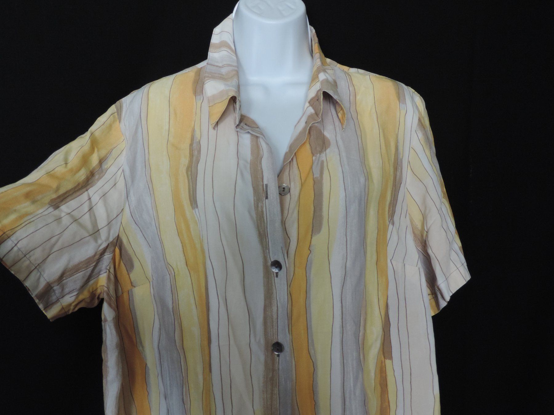 Blusen: chemise rayures jaune orange gris – Gebraucht aus Genève von Axelle333 4