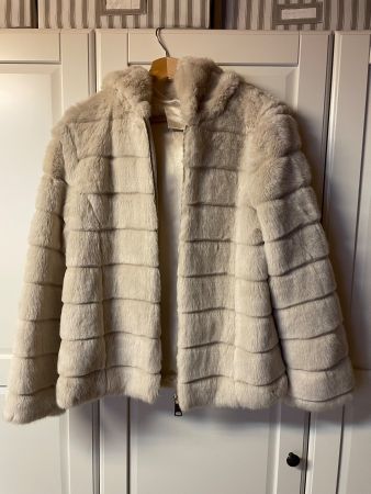 Damen Kunstpelz Jacke beige Grösse M/L guter Zustand