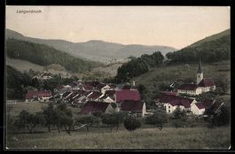 AK Langenbruck, Ortsansicht mit Kirche und Häusern