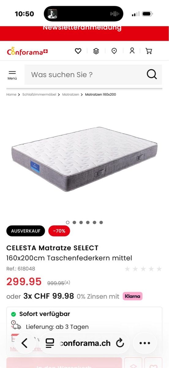 Matelas: Marzratze 140cm x 200cm – D'occasion à Niederwangen b. Bern par Moes120 1