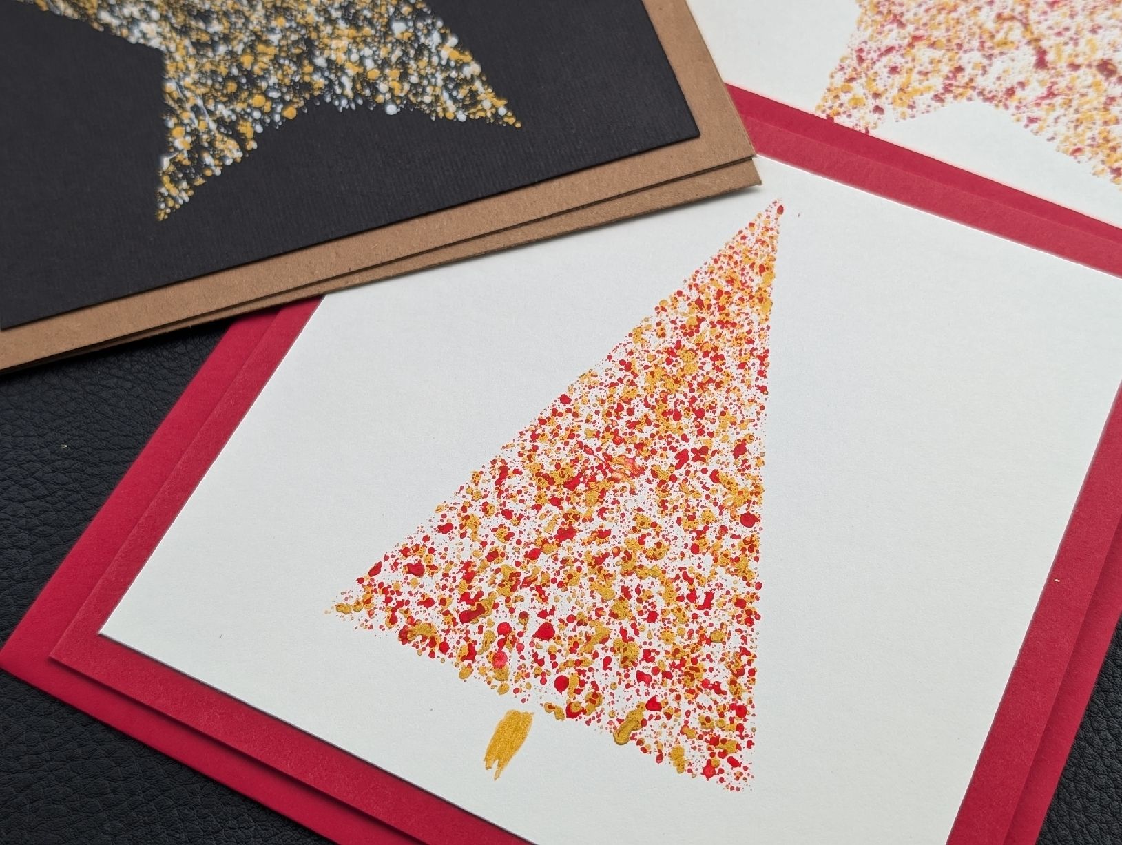 Cartoline: 3er Set Handbemalte Weihnachtskarten  – Nuovo e nell'imballaggio originale da Winterthur venduto da LaVieColor 2