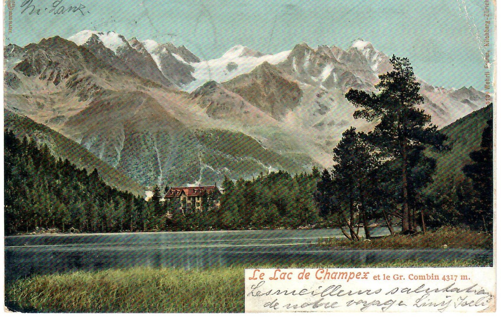 Cartoline postali: Lac de Champex mit Grand Combin – Usato da Zweisimmen venduto da jakobsweg