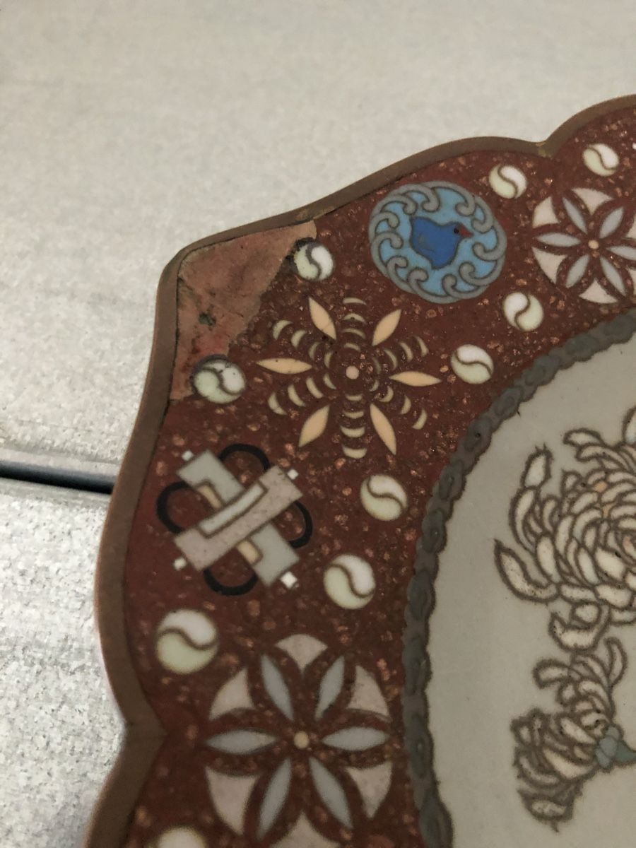 Piatti: Antiker japanischer Cloisonné-Emaille-Teller – Usato da Basel venduto da Amechan. 5