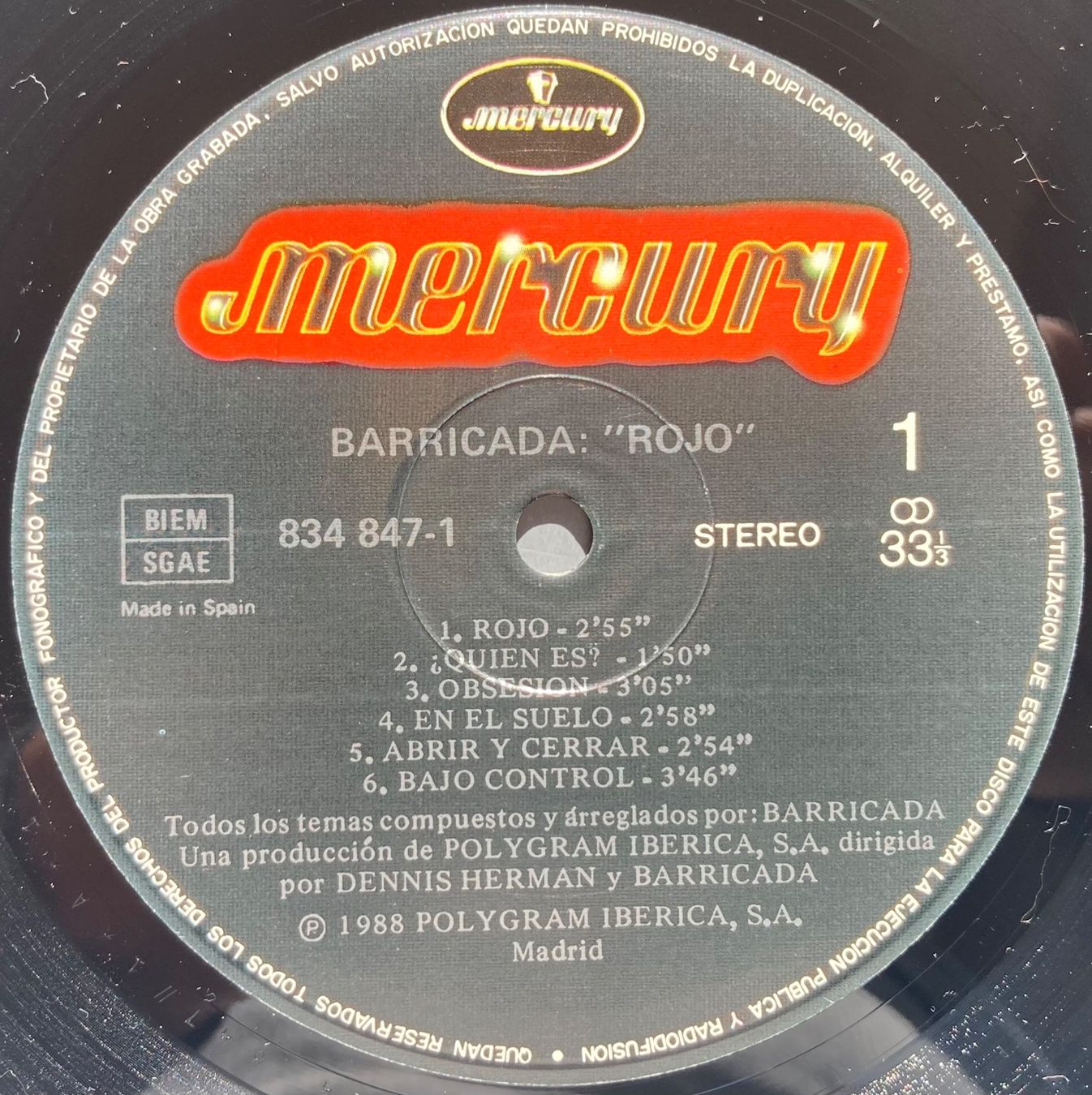 Schallplatten: BARRICADA - ROJO – Gebraucht aus Poliez-Pittet von Newtown-Records 3